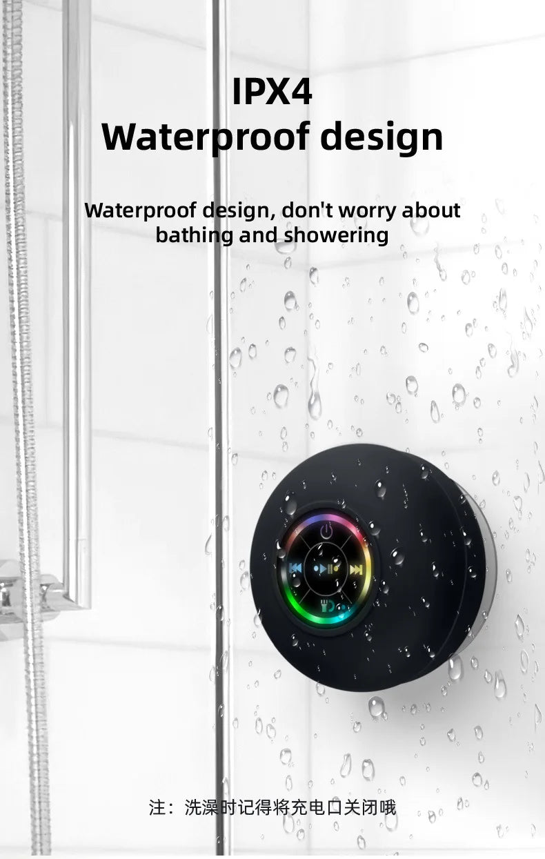 XIAOMI Portable Bluetooth Wireless Mini Speaker Waterproof Bluetooth Speaker LED Light with Suctio Bathroom Loudspeaker Box Home